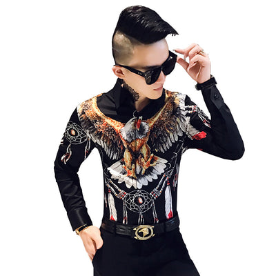 Camisa Slim Estampada de Manga Larga Estilo Coreano para Hombre - Image 5