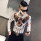 Camisa Slim Estampada de Manga Larga Estilo Coreano para Hombre