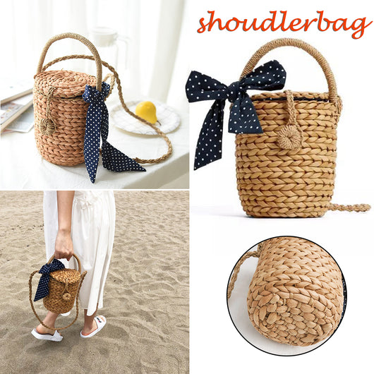 Bolsa de Playa Tejida con Moño - Cartera de Mano para Damas en Paja Natural - Image 9