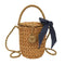 Bolsa de Playa Tejida con Moño - Cartera de Mano para Damas en Paja Natural