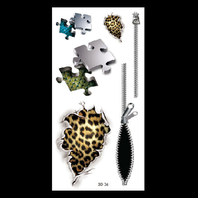 Sheet of temporary tattoos with horror designs including bloody claw marks, nails piercing skin, and red stars. - Image 5