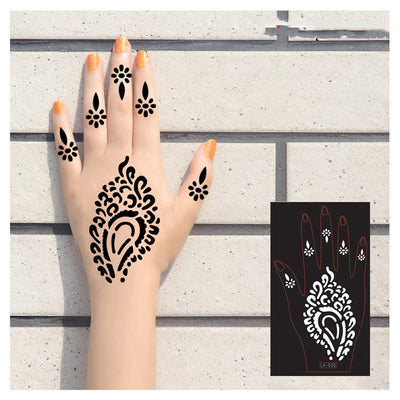 Kit de 2 Plantillas de Tatuaje Temporal Henna con Diseños de Estencil - Image 11