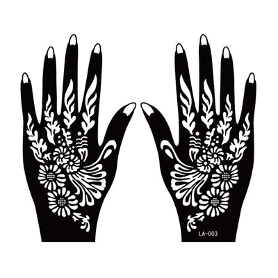 Kit de 2 Plantillas de Tatuaje Temporal Henna con Diseños de Estencil - Image 12