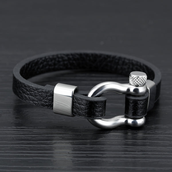 Pulsera de Cuero con Hebilla Acero Inoxidable - Estilo Náutico Surfer