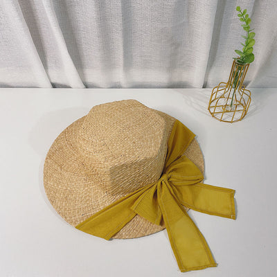 Sombrero de Rafia Hexagonal Estilo Coreano con Lazo y Ala Grande - Image 3