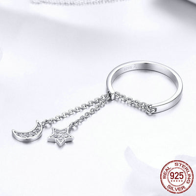 Anillo de Plata Esterlina Ajustable Chapado en Platino
