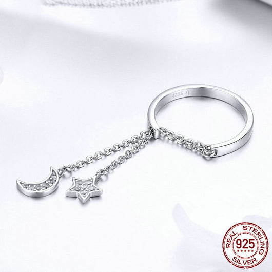 Anillo de Plata Esterlina Ajustable Chapado en Platino