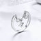 Anillo Abierto de Plata Esterlina con Cruz Plateado en Platino - Moda Europea y Americana