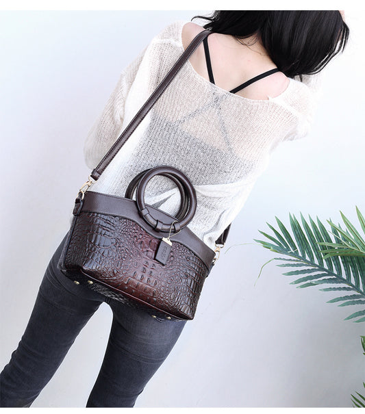 Bolso de Moda Europeo para Mujer con Patrón de Piedra y Asa Diagonal