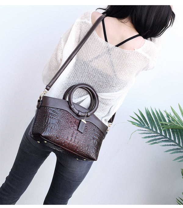 Bolso de Moda Europeo para Mujer con Patrón de Piedra y Asa Diagonal