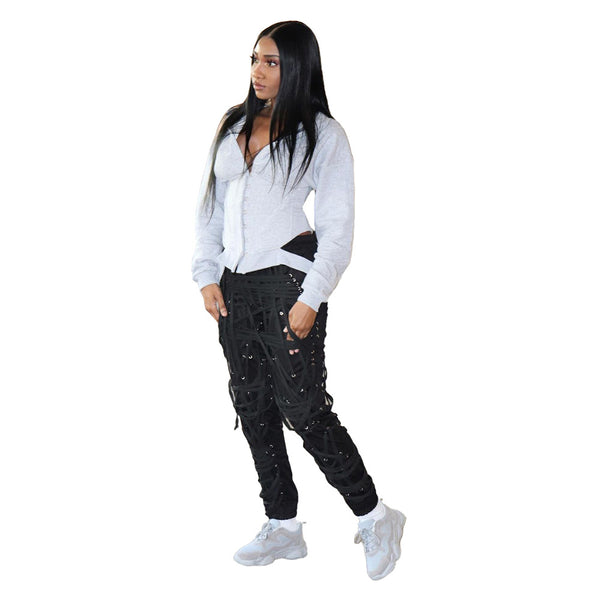 Pantalones con Cinturón Integrado Estilo Europeo y Estadounidense para Mujer