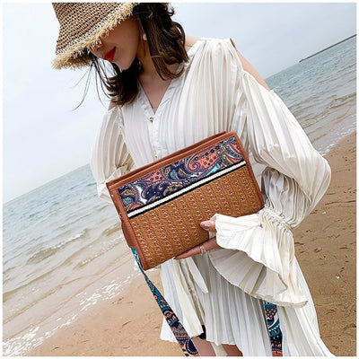 Bolsa de Playa Étnica Retro de Paja - Bandolera Bohemia para Mujer - Image 7