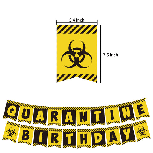 Kit Decorativo Temático de Fiesta en Cuarentena con Globos Virus, Banderines y Toppers para Pastel - Image 3