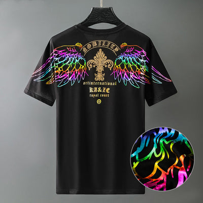 Playera Hombre Estampado Calor Hombro Descubierto Manga Corta - Image 3