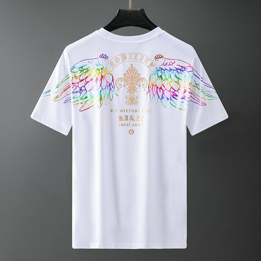 Playera Hombre Estampado Calor Hombro Descubierto Manga Corta - Image 5