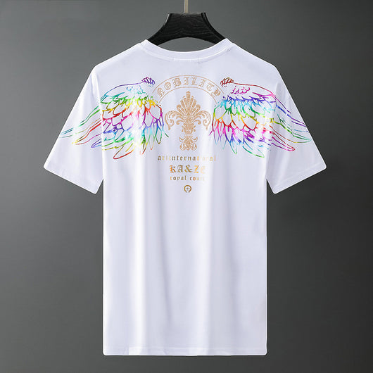 Playera Hombre Estampado Calor Hombro Descubierto Manga Corta