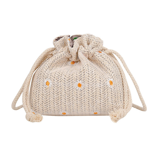 Bolsa de Paja Bandolera Estilo Verano con Bordado Artesanal