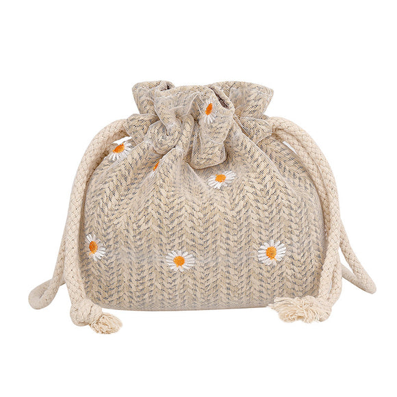 Bolsa de Ombro de Palha Estilo Verão com Bordado Artesanal