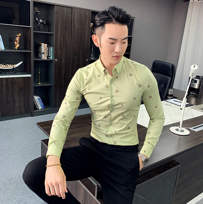 Camisa Floral Coreana Slim Fit para Hombre - Estampado Casual Moderno - Image 5