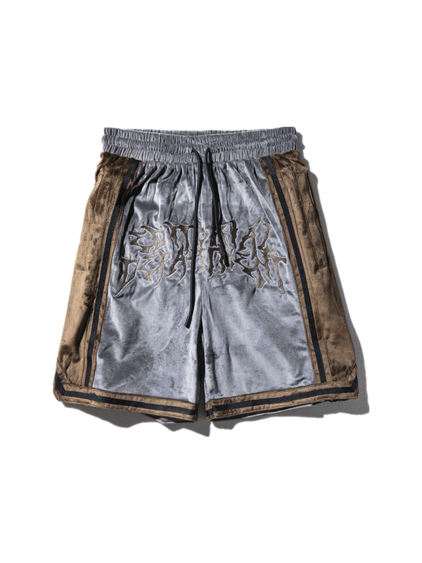 Shorts Hip-Hop de Terciopelo con Bordado - Pantalones Cortos Deportivos Holgados para Hombre
