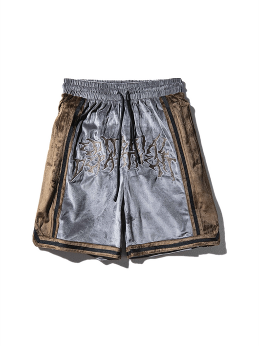 Shorts Hip-Hop de Terciopelo con Bordado - Pantalones Cortos Deportivos Holgados para Hombre