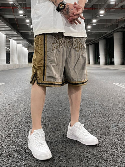 Shorts Hip-Hop de Terciopelo con Bordado - Pantalones Cortos Deportivos Holgados para Hombre - Image 5