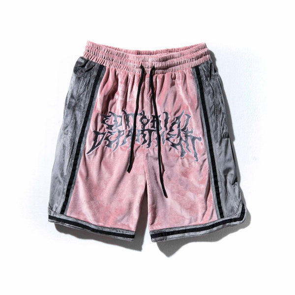 Shorts Hip-Hop de Terciopelo con Bordado - Pantalones Cortos Deportivos Holgados para Hombre