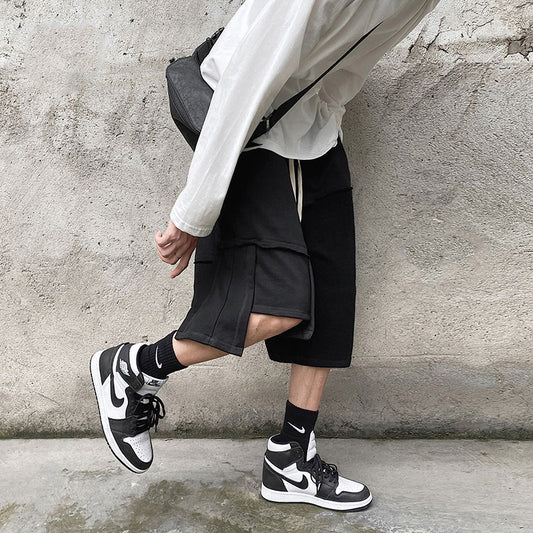 Shorts Deportivos Hip-Hop Diseño Irregular para Hombre - Estilo Urbano Casual