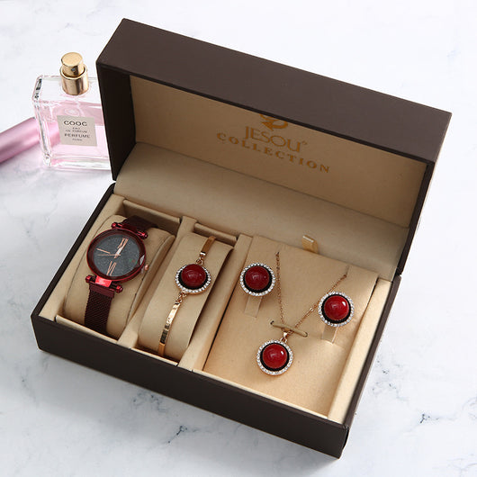 Reloj de Cuarzo Elegante para Mujer - Set de 5 Piezas Impermeable con Pulsera - Image 8