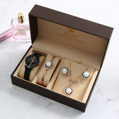Reloj de Cuarzo Elegante para Mujer - Set de 5 Piezas Impermeable con Pulsera - Image 2
