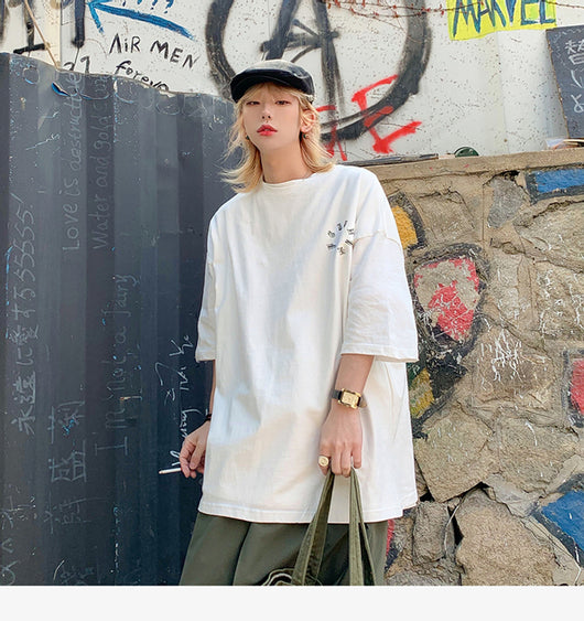 Playera Estilo Harajuku Flor de Cajú con Efecto Espuma - Tendencia Coreana Hip-Hop - Image 12