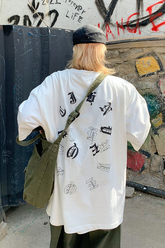 Playera Estilo Harajuku Flor de Cajú con Efecto Espuma - Tendencia Coreana Hip-Hop