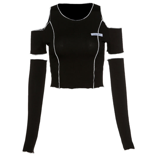 Camiseta Slim Escote Redondo para Mujer - Estilo Europeo Otoño Invierno