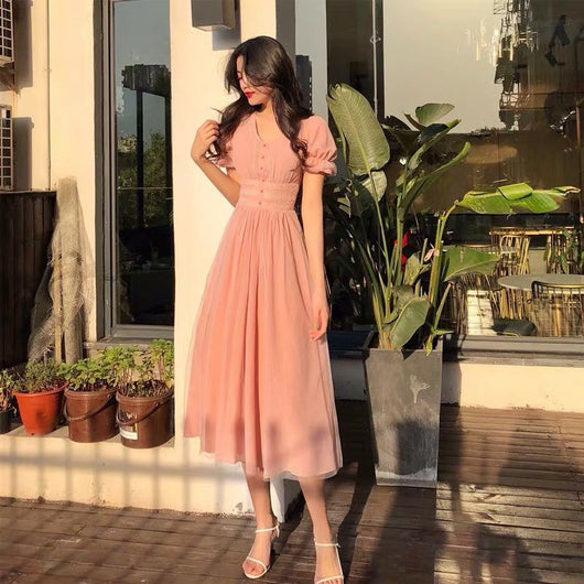 Vestido de Encaje Elegante con Escote V y Efecto Mesh Fairy - Image 5