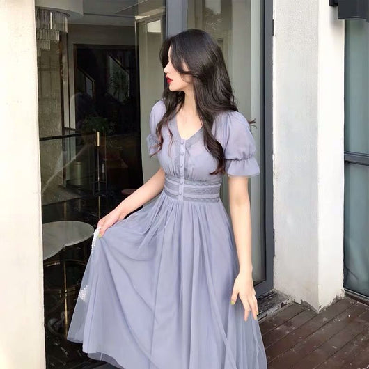 Vestido de Encaje Elegante con Escote V y Efecto Mesh Fairy - Image 2