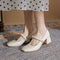 Zapatos Mary Jane Vintage Tacón Grueso Punta Cuadrada para Mujer