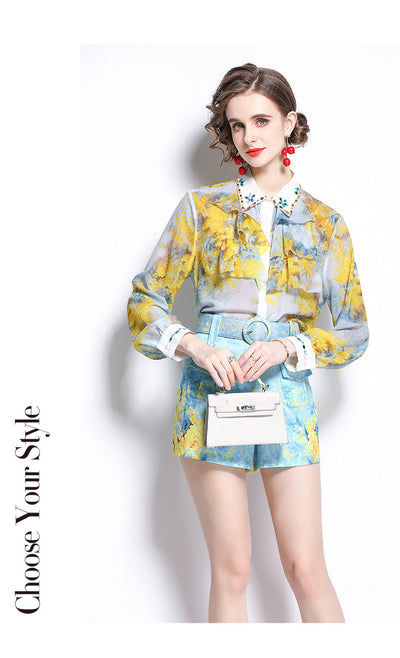 Conjunto Veraniego Mujer: Blusa con Volantes y Shorts Estampados - Image 3