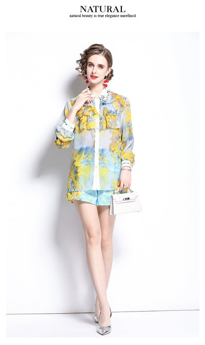 Conjunto Veraniego Mujer: Blusa con Volantes y Shorts Estampados - Image 4
