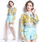 Conjunto Veraniego Mujer: Blusa con Volantes y Shorts Estampados