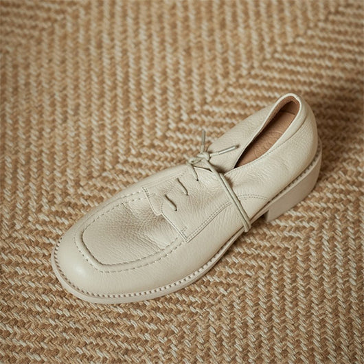 Zapatos de Tacón Bajo Punta Cuadrada Estilo Coreano Británico con Encaje para Mujer - Image 12