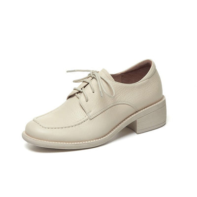 Zapatos de Tacón Bajo Punta Cuadrada Estilo Coreano Británico con Encaje para Mujer - Image 13