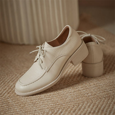 Zapatos de Tacón Bajo Punta Cuadrada Estilo Coreano Británico con Encaje para Mujer - Image 3
