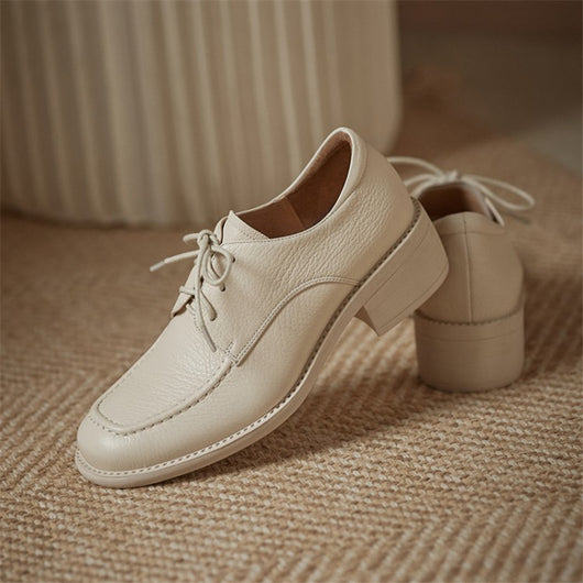 Zapatos de Tacón Bajo Punta Cuadrada Estilo Coreano Británico con Encaje para Mujer - Image 3