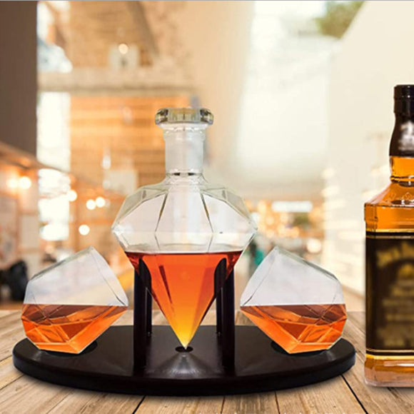Decantador de Vino Cristal Diamante - Botella Premium para Vino y Licores