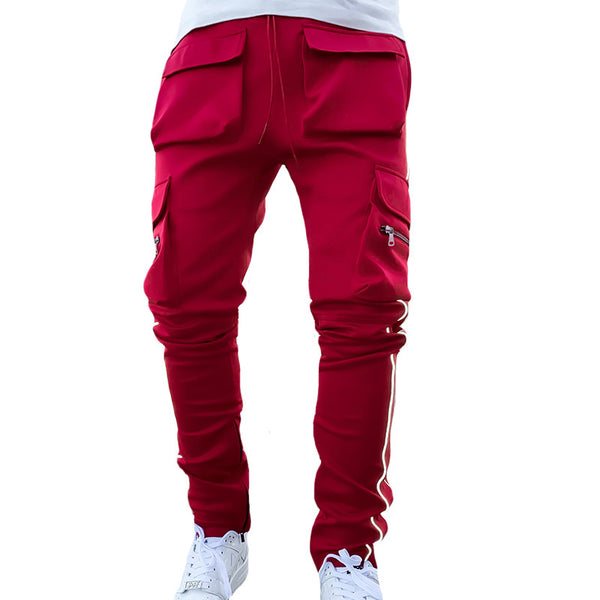 Pantalones Deportivos Casuales Hombre Corte Recto Reflectante Marca Trendy