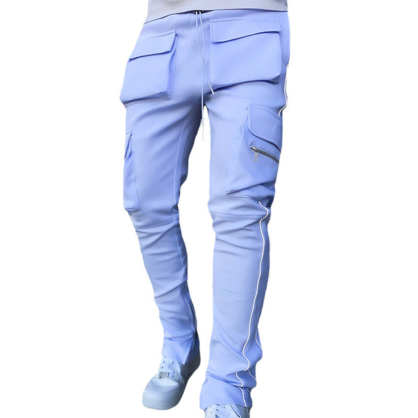 Pantalones Deportivos Casuales Hombre Corte Recto Reflectante Marca Trendy
