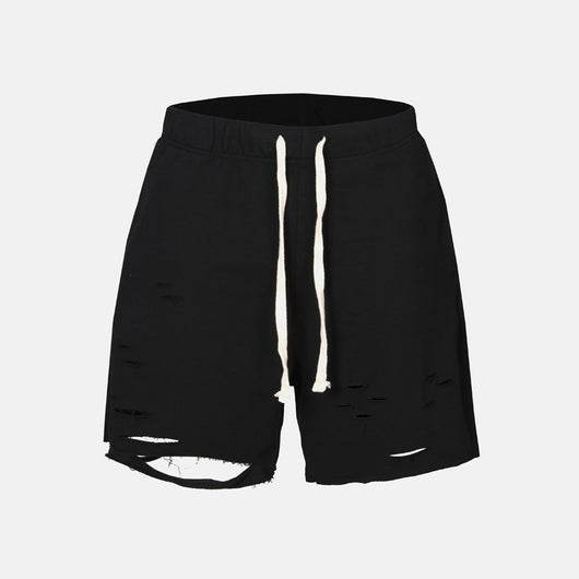 Pantalones Hip-hop Rotos Estilo Mendigo Cinco Puntos Corte Manual