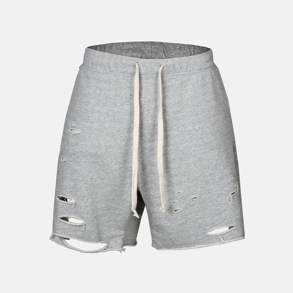 Pantalones Hip-hop Rotos Estilo Mendigo Cinco Puntos Corte Manual - Image 2