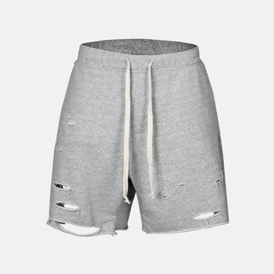 Pantalones Hip-hop Rotos Estilo Mendigo Cinco Puntos Corte Manual - Image 2