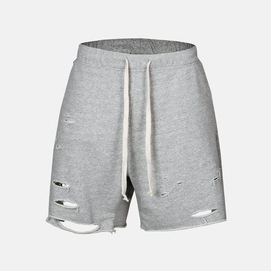 Pantalones Hip-hop Rotos Estilo Mendigo Cinco Puntos Corte Manual - Image 2